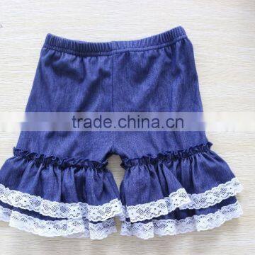 Boutique wholesale baby denim ruffle lovely shorts summer infant toddler girl shorts