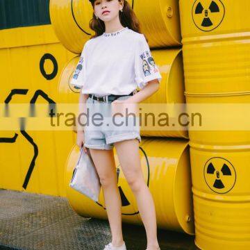 Cartoon Printing Horn Sleeves t Shirt for Women photo-6