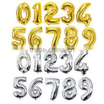16 Inch Gold Silver Blue Pink Color Foil Number Balloons for Party Decoration photo-2