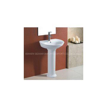 Bathroom suite floor standing pedestal wash basin