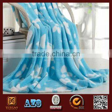 100% polyester light blue printed coral fleece blanket