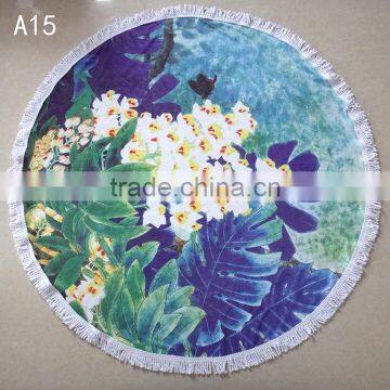 white flower printed round beach towel/jkr bath towel table towel shawl yoga mat beach towels/ round beach towels