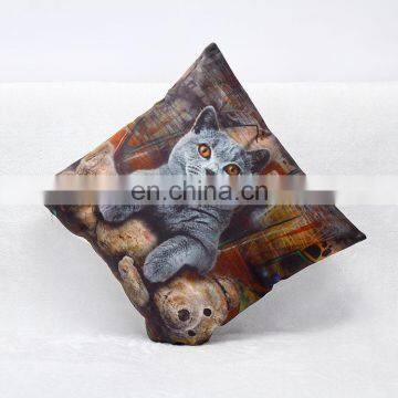 2015 Wholesale 3D Gray Cat Printed Decorative Throw Pillow Cushion Cover photo-2