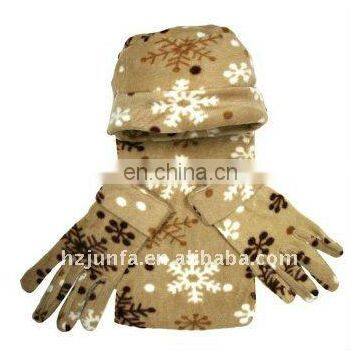 fashional design snowflake pretty elegant hot warm fleece print set