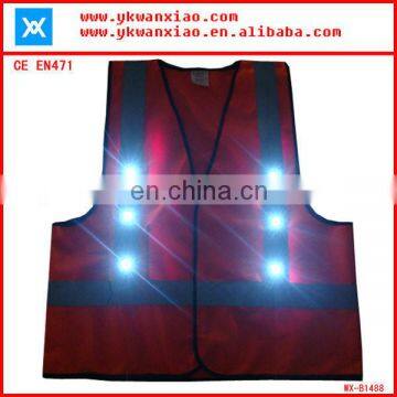 factory custom 16/14 flashing led reflective LED lights vis vest