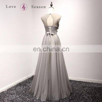 A17BL0008 O-neck Sleeveless Black Bead Gray Dresses Party Night Long Burgundy Long Gown