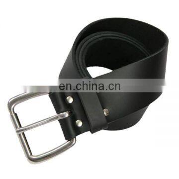 Black Leather Scottih Kilt Belt with Pin Buckle Closer