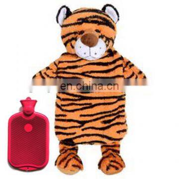 Animal shape soft tiger toys hot water bottle plush cover for kids