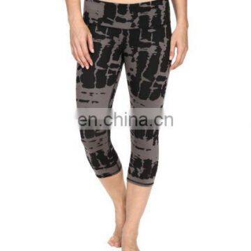 2017 women black tie dyed printed pants fitness yoga capri leggings