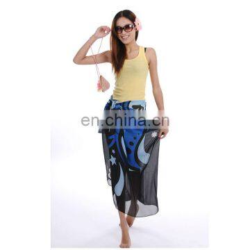 ladies' beach pareo fashion sarong blue printing