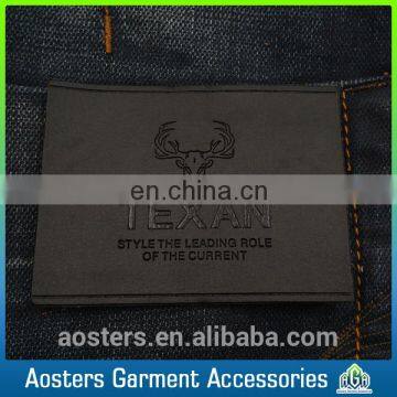 debossing custom logo soft pu leather label for jeans