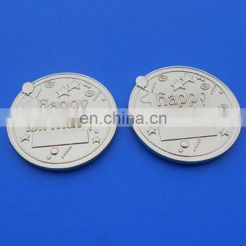 Casting Zinc Alloy HAPPY BIRTHDAY Gold Polished Coin