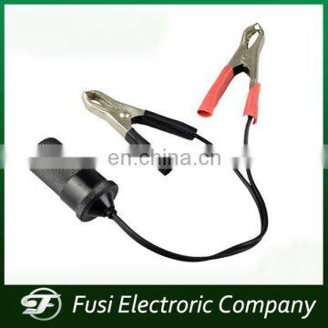 China Supplier 12V car cigarette lighter plug with alligator clips cable for car battery charger