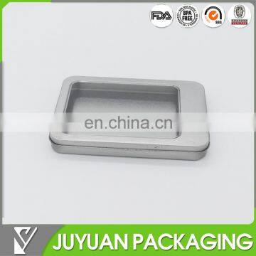 Custom metal USB packaging tin box container with window manufacturer