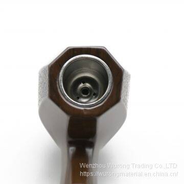 415mm Length Wooden Resin Long Tobacco Pipe With Brown Hexagonal Head for Smoking photo-4
