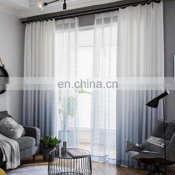 New design two tone printed linen look blackout curtain