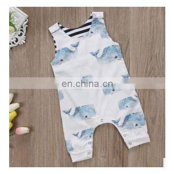 2020 Newborn Summer Baby Kids Romper Sleeveless Whale Print Shorts Toddler Rompers Baby Romper Printed Infant Bodysuit photo-3