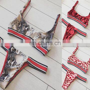 2019 New Arrivals Stock Leopard Print Cheeky Brazilian Bikini Swimwear 2pc Set photo-2