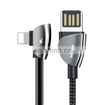 Remax Qiker Series RC-061i Design right-angle bracket function data cable Nylon Data Right Angle Oem lighnting To Usb for games