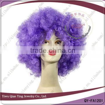 wholesale purple afro football fan wigs cheap synthetic wig