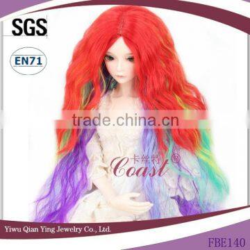 long red yellow green and purple shag doll hair wigs