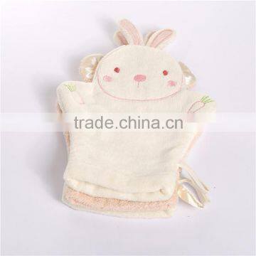 China towel manufactory pure cotton kids/baby cartoon style towel glove