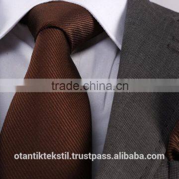 Brown Striped Necktie set with pocket square, neck tie, corbata, gravate, krawatte, cravatta, fashion tie