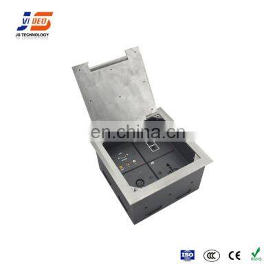Silver Ac Brushed Golden Metal Power Multi Insert Network Floor Box