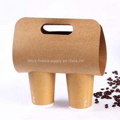Eco Friendly Disposable paper Take Out Coffee Cup Drink Beer holder with Handle