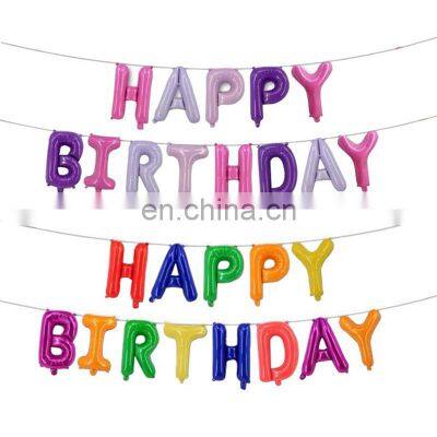 Balloons Happy Birthday Letter Color Block Party Supplies Wall Decorations Foil Balloons Set photo-2