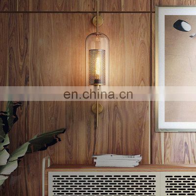 Wall Sconce Metal Mounted Lamp Gold With Half Round Mesh Screen Household Glass LED Wall Lamp