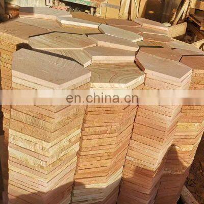 High quality cheap price yellow wood natural sandstone paving flagstone tile for garden wall cladding panels