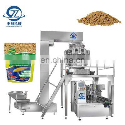 Multi Head Weigher Doypack Packaging Pet Rabbit Hamster Goldfish Koi Granules Food Zipper Stand Up Pouch Packing Machine