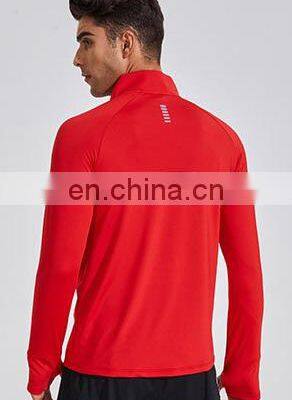 Half Zip Long Sleeves Sweatshirts Gym Training Stand Collar T Shirt 2023 New Wholesale Outdoor Sportswear Fitness Top For Men photo-3