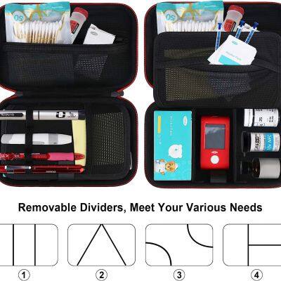 Diabetic Supplies Travel Case for Diabetic Testing Kit, Glucose Meter Storage Case for Insulin Pens, Glucose Meters, Test Strips, Medication, Lancets, Syringe, Pen Needles and More, Black photo-5