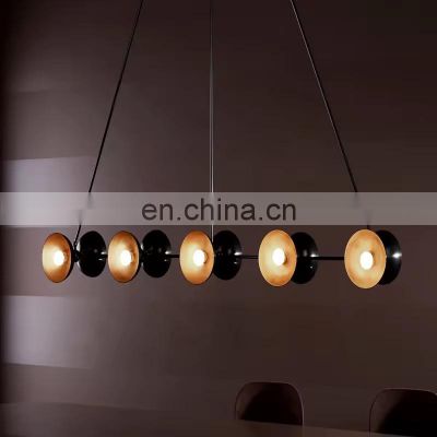 American kitchen dining decorative rectangle chandelier Luxury Restaurant bar Large Linear led copper Chandelier