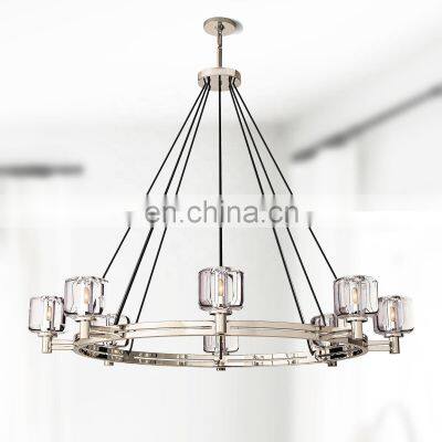 Modern Brass Chandelier Clear Glass Shades Elegant Ceiling Light Fixture for Living Room Dining Room Kitchen Island Foyer Lobby