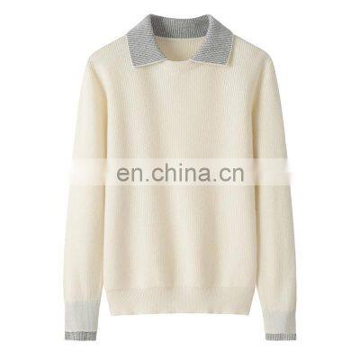 Free Size Pure Cashmere Sweater Turn down Collar Knitted Casual Style Plus Size Breathable Comfortable for Winter Autumn Adults