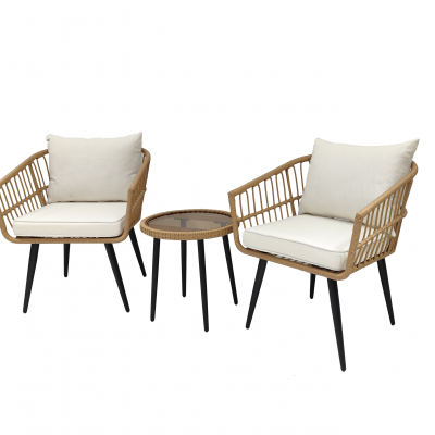 50% OFF Guangzhou Factory Clearance Sale Aluminium Frame Bistro Patio 3pcs Set with Olefin Cushions Garden Chatting Set