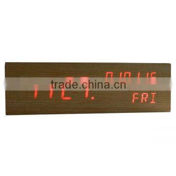 Office Digital LED Wood Clock With Calendar