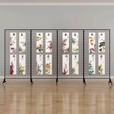 Two Grid Wall Displays With Legs in a Black Grid Wall Panel Group photo-3