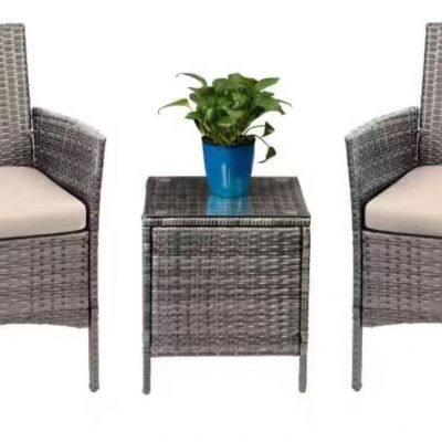 Modern Design 3-Piece Outdoor PE Rattan Garden Coffee Set Factory Direct Delivery Courtyard Portable Garden Sofa Set photo-4