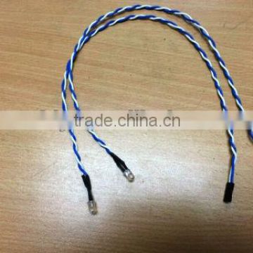 2.54 pitch 2 Pin ConnectorUL1007 22AWG twinsed wire with 5mm LED light Wire Harness