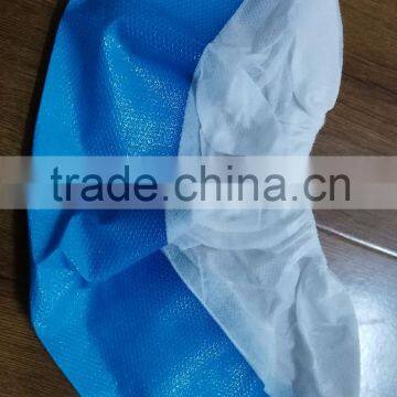 CPE coated PP overshoes blue white disposable over shoes