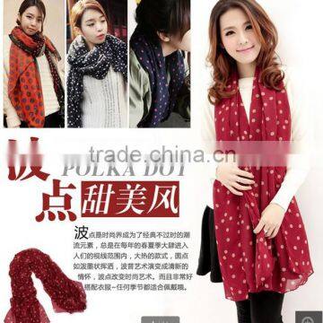 Polka Dot Printed Fashion Lady Chiffon Scarf