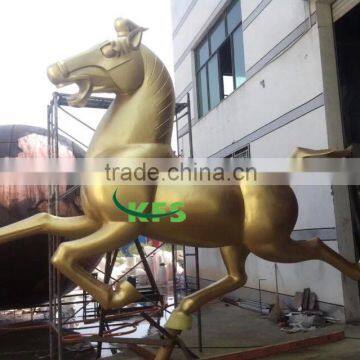 Forged bronze running golden horse sculpture