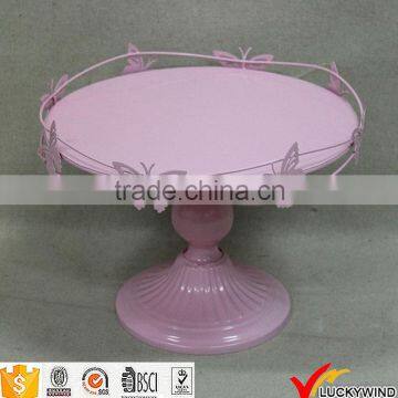 Butterflies White Decor Pedestal Round Plate Wedding