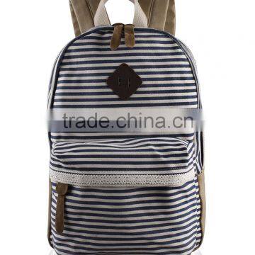2016 New Koeran Fashion Canvas Streak Backpack Teenage Backpack photo-2