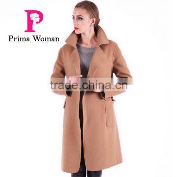 2016 New Design Fashion Women Length Slim Fit Wool Coat With Belt photo-4