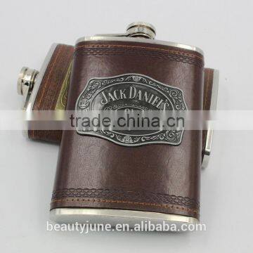 luxury leather best hip flask hipflask with custom with a cup cover stainless steel shot glass gifts wedding